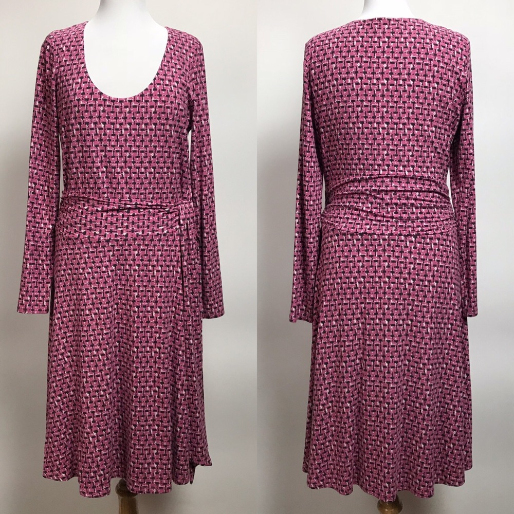 Boden Faux Wrap Jersey Long Sleeve Midi Dress